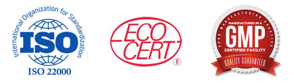 3 logo certifications ISO ECOCERT GMP